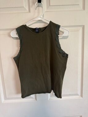 GAP Olive Green Lace-Trim Tank